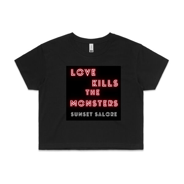 Sunset Salore Love Kills the Monsters Crop Tee Thumbnail